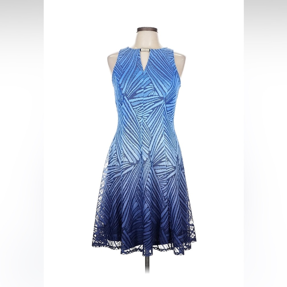 Maggy London Blue Geometric Midi Dress